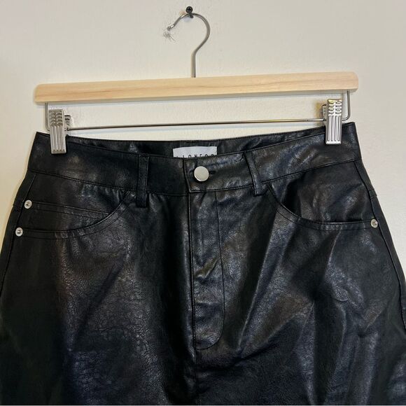 LIONESS Thank You Next Black Faux Leather Mini Skirt - Size Medium - Picture 4 of 9